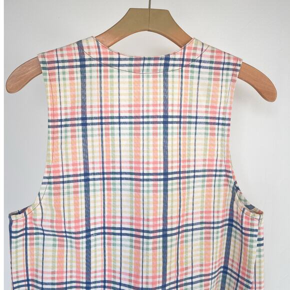 Vintage 90's Pastel Plaid Cotton Vest / Sz M / Button Up Grunge Punk Retro - Picture 5 of 9